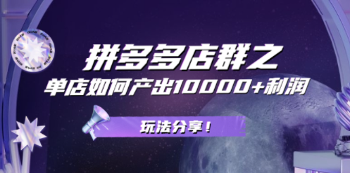 拼多多教程教你單店如何產(chǎn)生10000+的利潤(rùn)-資源網(wǎng)站