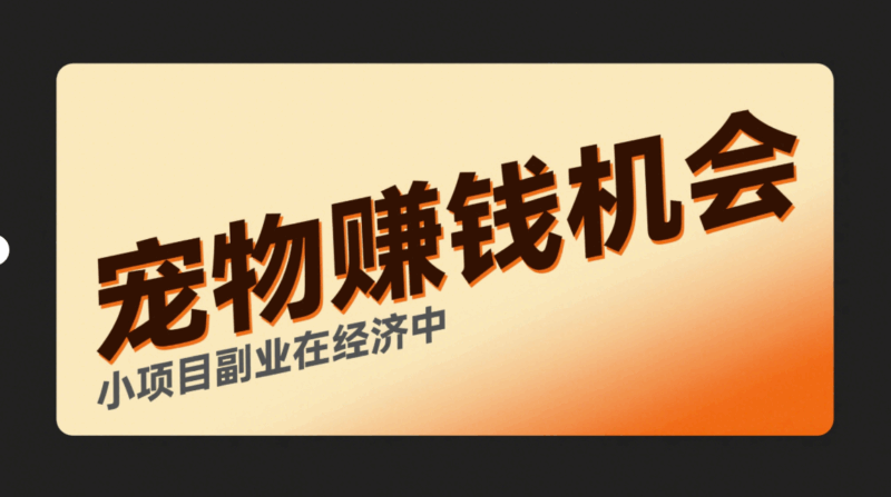 小項目副業：寵物經濟中的賺錢機會-資源網站