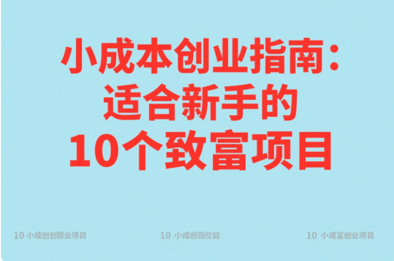 小成本創業指南:適合新手的10個致富項目-資源網站