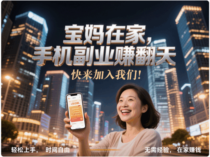 寶媽在家也能賺！最適合的手機副業項目推薦-資源網站