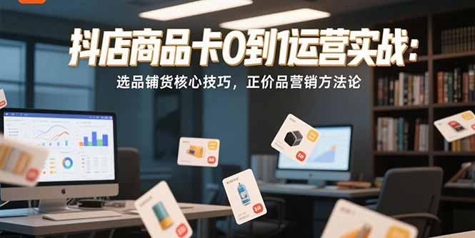 抖店商品卡0到1運營實戰秘籍：如何選品鋪貨、打破正價品營銷瓶頸-資源網站