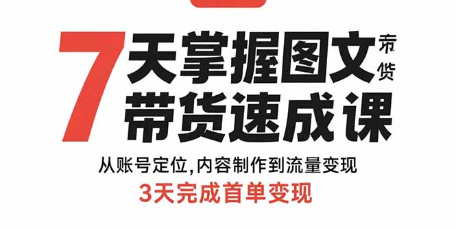 7天掌握?qǐng)D文帶貨技巧：從精準(zhǔn)賬號(hào)定位到內(nèi)容創(chuàng)作-3天快速實(shí)現(xiàn)首單變現(xiàn)-資源網(wǎng)站