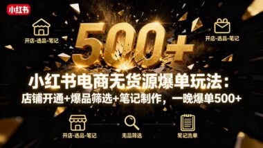 小紅書無貨源實戰課：6大章節-帶你開啟暴利電商之路-資源網站